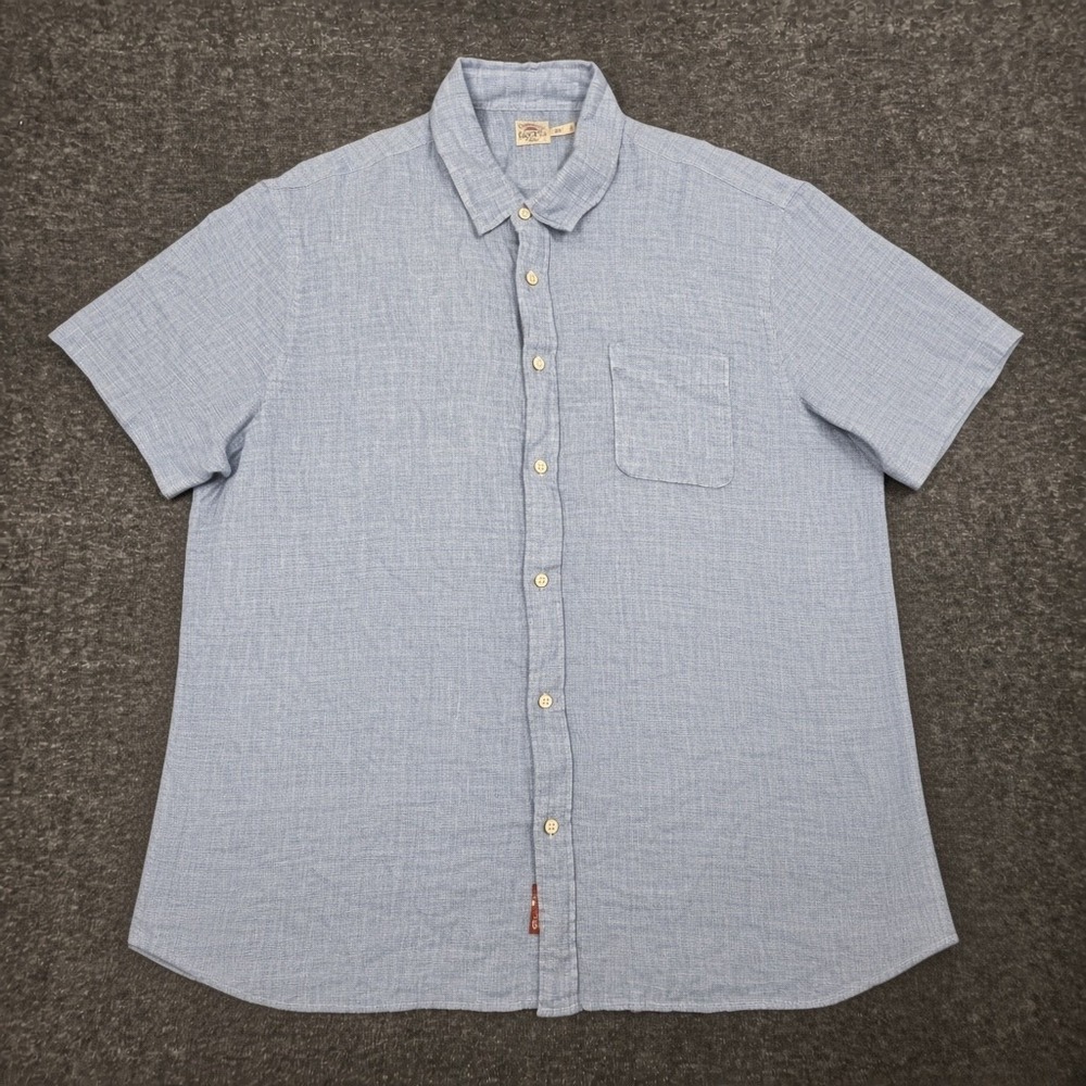 Mens Faherty Palma Linen Button Down Shirt Size XXL